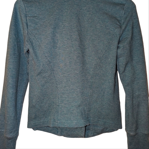 H By Halston French Terry Moto Flyaway Fitted Ribbed Asymmetrical Jacket 0 - Picture 6 of 8